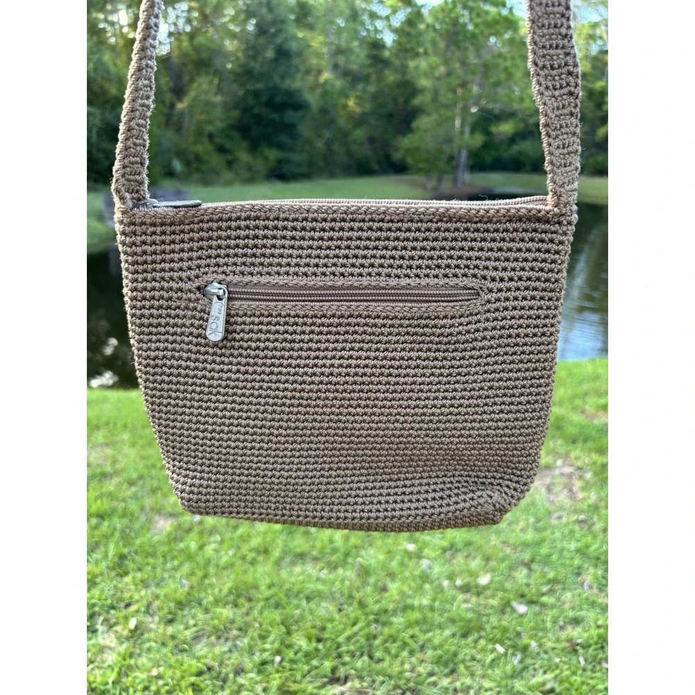 The Sak Vintage Crochet Bag Tan Woven Macrame Purse Boho HippieFestival Y2K 90s